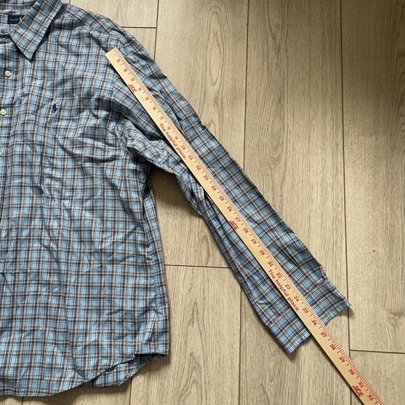 Ralph Lauren Button Down Shirt Men Size 2XL Blue Plaid Long Sleeve Collared - Picture 5 of 8